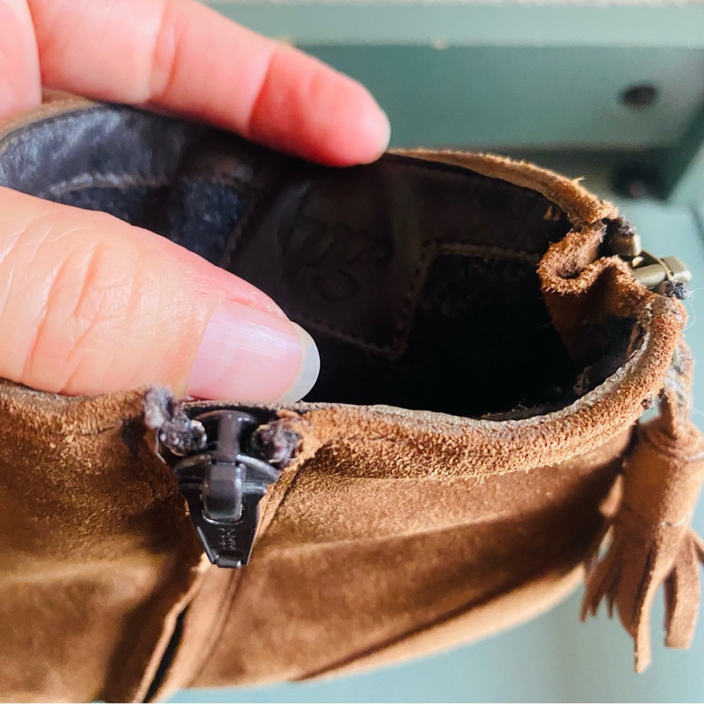 Paul Green Chestnut Brown Jada Suede Ankle Boots Tassel Zip - Picture 8 of 12